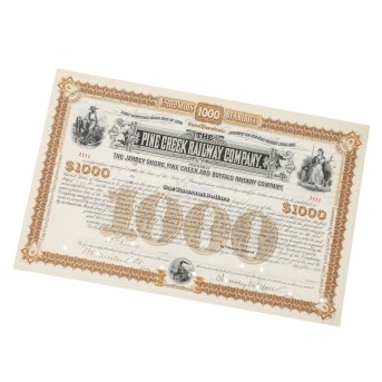 Von William H. Vanderbilt signierte Hypothekenanleihe der Pine Creek Railway Company, 1885,