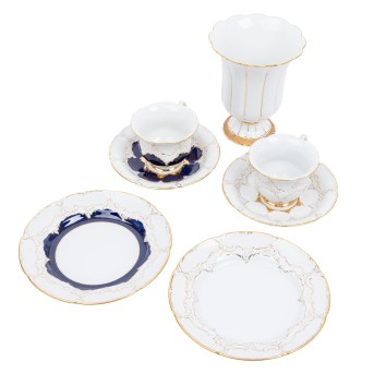MEISSEN 7 'B-shape and X-shape' ceremonial service pieces, 1st and 2nd choice, 20th century