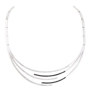 Collier mit weißen und schwarzen Diamanten,