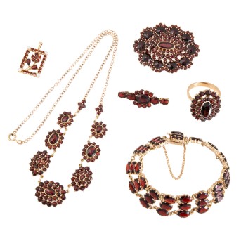 Konvolut Granatschmuck 6-teilig,