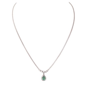 Necklace with green tourmaline and diamonds 