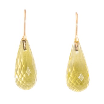 Paar Ohrhänger mit Lemoncitrin im Briolettschliff,