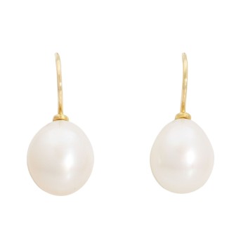 Pair of earrings with 2 drop-shaped pearls,