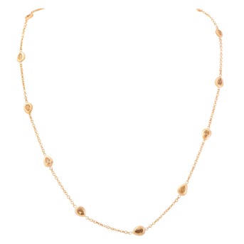 Feines Collier, bes. mit 15 Diamant-Tropfen