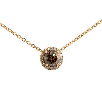 Solitär Anhänger an feinem Kettchen, bes. mit 1 Brillant 1,56 cts.