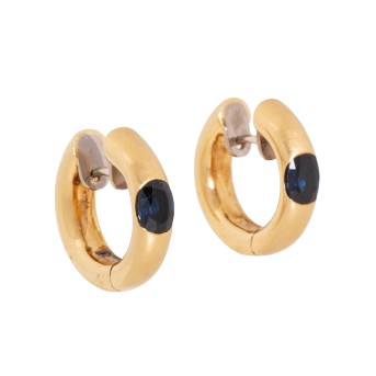 L.C. KÖHLER L.C. Köhler Paar Creolen mit Saphiren zus. ca. 1,2 ct.