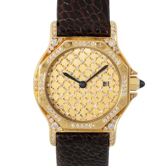 CARTIER Santos Octagon 'Diamond Dial' Ref 2965 ladies' watch from the 1980s. 