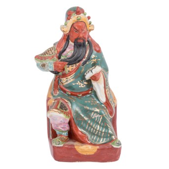 Statuette des Generals Guan Yu aus Porzellan. CHINA, 1960er Jahre.