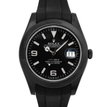 LABEL NOIR umgearbeitete Rolex Datejust II 'Explorer Date Dial' Ref. 116300 Herrenuhr.