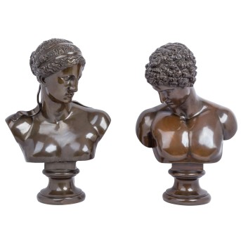 BILDHAUER DES XIX JAHRHUNDERTS "Büste der Venus de Milo und Büste des jungen Adonis"