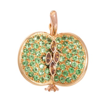 Clip- Anhänger 'Apfel' mit Tsavoriten