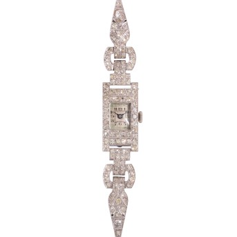 Art Déco Schmuckuhr mit Diamanten zus. ca. 4 ct,