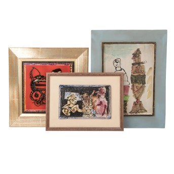 PORTANIER, GILBERT (Cannes 1926 - 2023 Vallauris) 3 Keramikbilder, 1980er/90er Jahre,