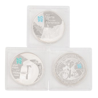 GB/Silber - Kleine Reihe von 5 Pfund 2009-2011 auf die Olympische Sommerspiele 2012 in London. 3 Stück.
