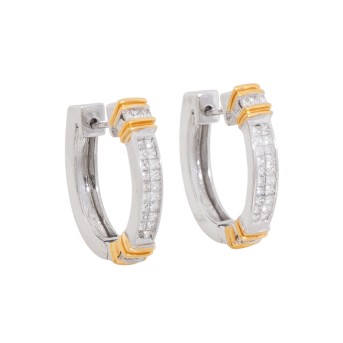 Folding hoop earrings with princess diamonds total approx. 1 ct, 