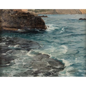 BÖHME, KARL THEODOR (1866-1939) &quot;Breaking waves on the coast of Recco&quot; 1924