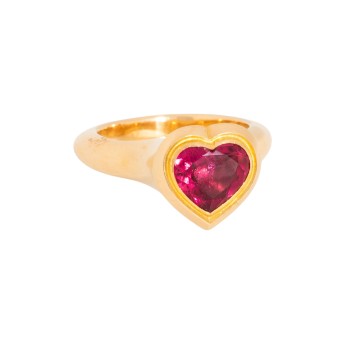 Ring with rubellite in heart cut 2.45 ct (eng.),