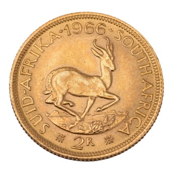 Südafrika/GOLD - 2 Rand 1966 "Springbock".