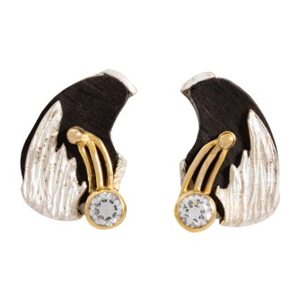 Paar Ohrstecker mit 2 farblosen Steinen,