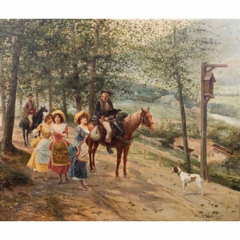 ALONSO-PÉREZ, wohl Carlos (1882-1949), 'Begegnung in einer Allee',