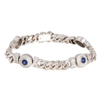 Armored bracelet with 4 Ceylon sapphires and 92 brilliant-cut diamonds