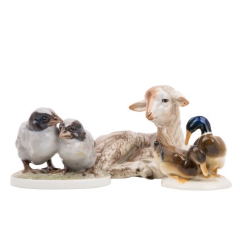 ROSENTHAL/HUTSCHENREUTHER 3 Tierfiguren, 20. Jh.