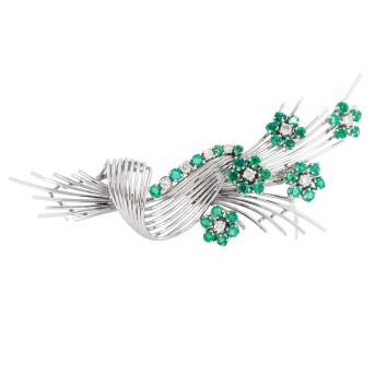 Brosche mit Smaragd und Diamant,