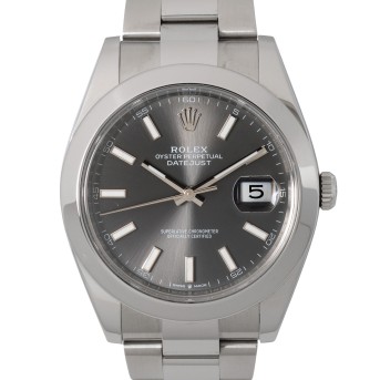 ROLEX Datejust 41 'Rhodium Dial' Ref 126300 men's watch from 2021, box and papers. 