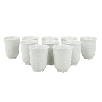 MEISSEN "Set von 10 Becher mit Schwanenrelief"