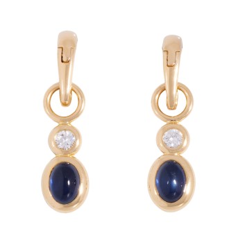 WEMPE WEMPE Paar Ohrhänger mit 2 Siam-Saphiren,