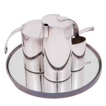 LINO SABATTINI Kaffee-/ Teekern 'Componibile', 5tlg., versilbert, um 1971,