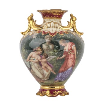 HEUFEL & CO., Dresden, Porzellanmalerei, Prunkvase, 19./20. Jh.