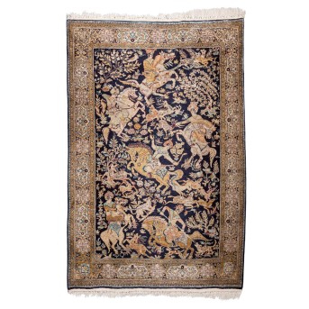 Oriental silk carpet. GHOM/PERSIA, 20th century, ca. 162x107 cm.