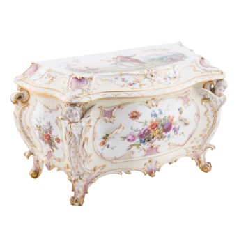 KPM KÖNIGLICHE PORZELLANMANUFAKTUR BERLIN, KPM, Schmuckkasten in Form einer Kommode, um 1900,