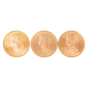 Republik Chile /GOLDlot - 3 x 50 Pesos mit insg. ca. 27,45 g fein