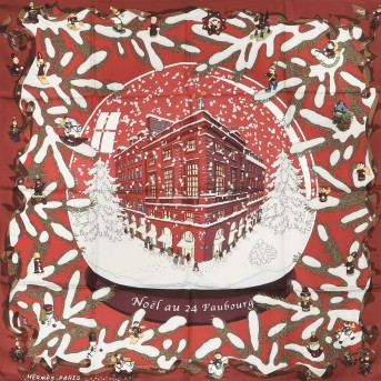 HERMÈS silk carré &quot;NOEL AU 24 FAUBOURG&quot;,