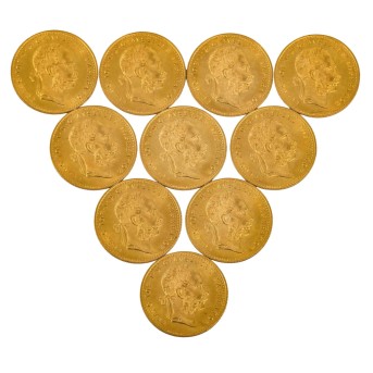 Österreich /Investmentlot - Franz Josef I. 10 x 1 Dukat 1915/NP