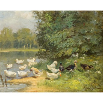 MÜLLER-BAUMGARTEN, FRITZ (painter 20th century), &quot;Enten am Teich&quot;,