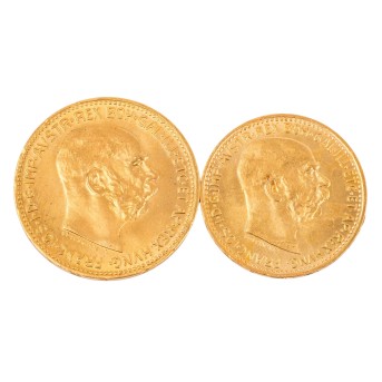 Österreich /GOLD - Franz Josef I. 10 Kr 1912/NP und 20 Kr 1915/NP