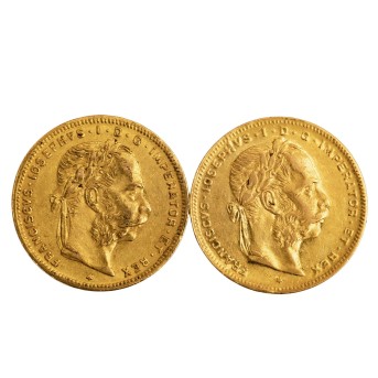 Österreich /GOLDlot - Franz Josef I. 2 x 8 Fl. 1875/1885