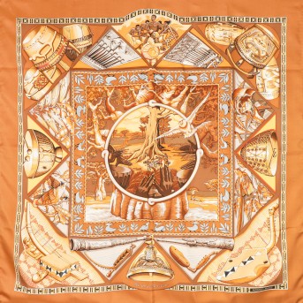 HERMÈS silk carré 'AU SON TAM-TAM',