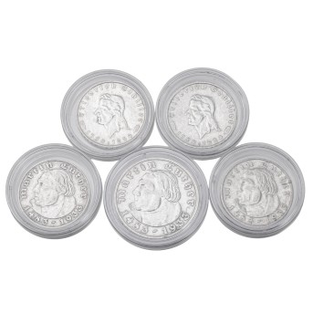 Germany 1933-45: 5 commemorative silver coins -