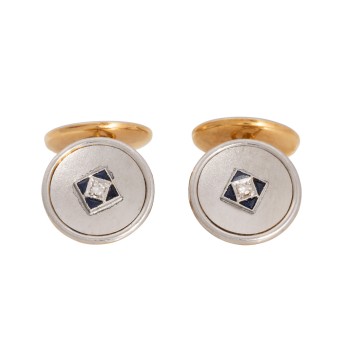 Art Déco cufflinks with diamonds totaling approx. 0.08 ct, 