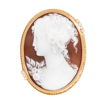 Anhänger/Brosche mit feiner Muschelkamee 'Flora'