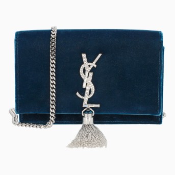 SAINT LAURENT shoulder bag 'POMPOM KATE VELVET'.