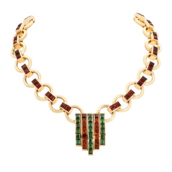 Collier - Unikat - mit 20 grünenTurmalinen,