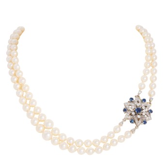 Doppelreihige Akoya Perlenkette,