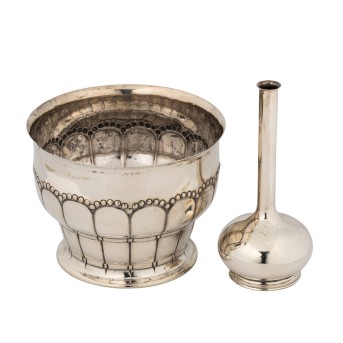 DÄNEMARK Schale und Vase, 826 Silber, 20. Jh.