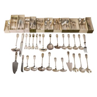 CHRISTOFLE Speisebesteck für 12 Personen „Vendôme“ versilbert, 60er-80er Jahre