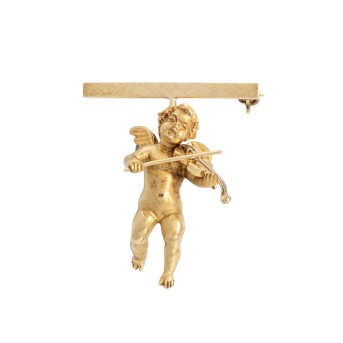 Anhänger 'Violine spielender Putto' an Broschnadel,